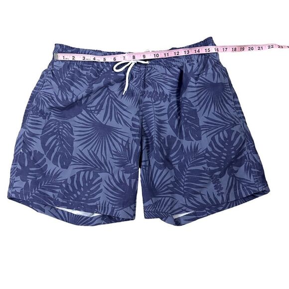Trunks ~ Mens Swim Trunks ~Blue tropical Hawaiian print ~ size Large - Picture 4 of 6